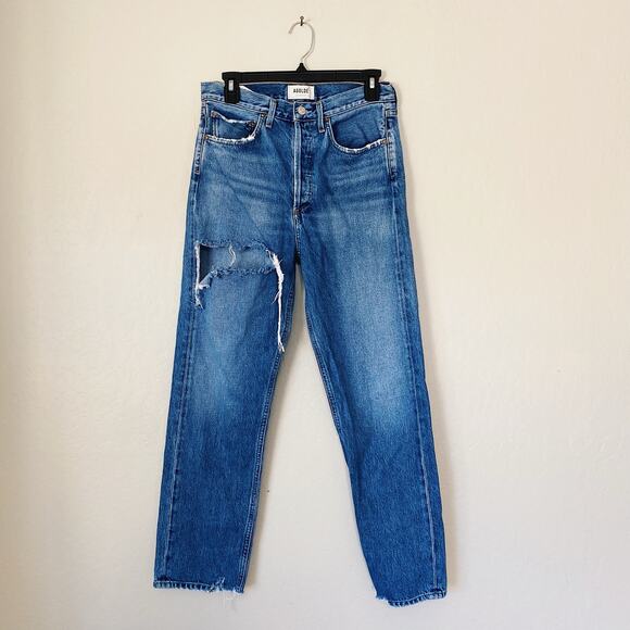 AGOLDE 90's High Rise Loose Fit Straight Leg Ripped Jeans Size 26 - Picture 5 of 9